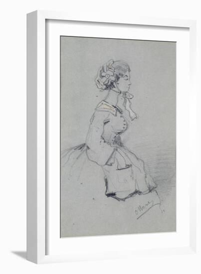 Young Woman with a Ribbon, 1857 (Charcoal and Pastel on Paper)-Claude Monet-Framed Giclee Print