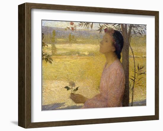 Young Woman with a Rose-Henri Martin-Framed Giclee Print