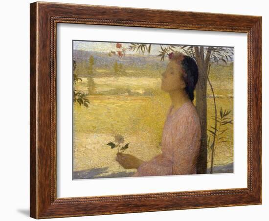 Young Woman with a Rose-Henri Martin-Framed Giclee Print