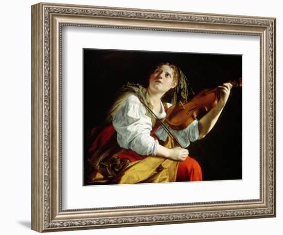 Young Woman with a Violin, c.1612-Orazio Gentileschi-Framed Giclee Print