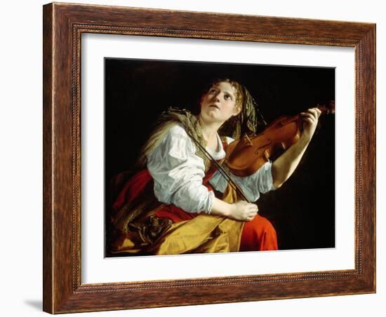 Young Woman with a Violin, c.1612-Orazio Gentileschi-Framed Giclee Print