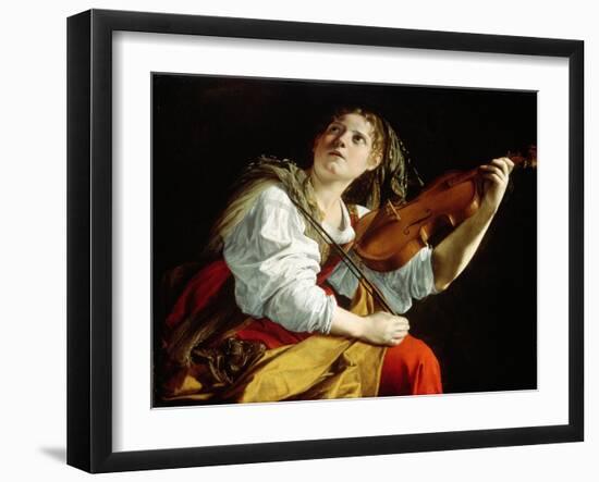 Young Woman with a Violin, c.1612-Orazio Gentileschi-Framed Giclee Print