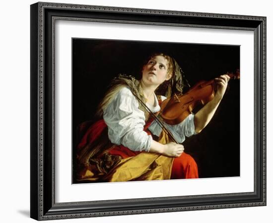 Young Woman with a Violin, c.1612-Orazio Gentileschi-Framed Giclee Print