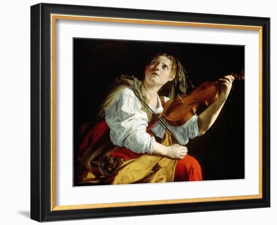 Young Woman with a Violin, c.1612-Orazio Gentileschi-Framed Giclee Print