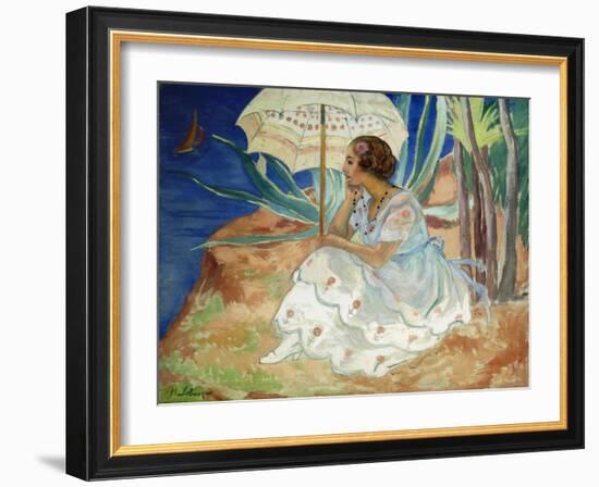 Young woman with an Umbrella, Saint Maxime-Henri Lebasque-Framed Giclee Print