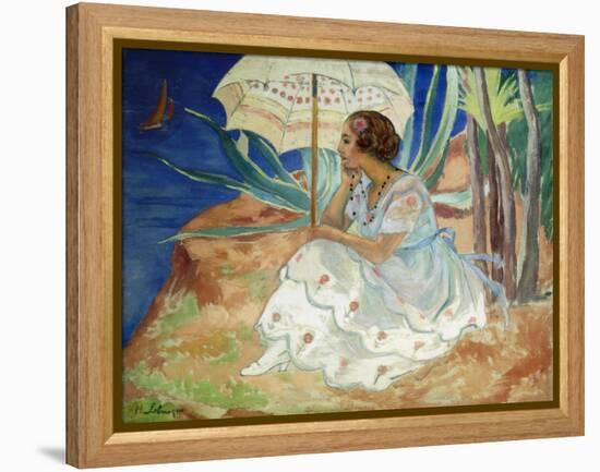 Young woman with an Umbrella, Saint Maxime-Henri Lebasque-Framed Premier Image Canvas