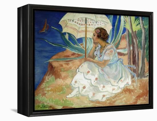 Young woman with an Umbrella, Saint Maxime-Henri Lebasque-Framed Premier Image Canvas