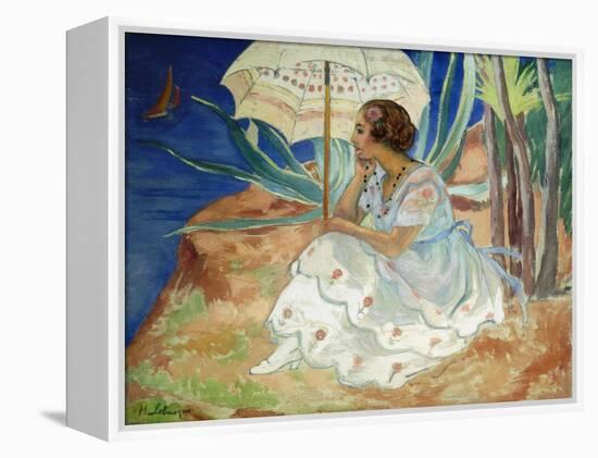 Young woman with an Umbrella, Saint Maxime-Henri Lebasque-Framed Premier Image Canvas