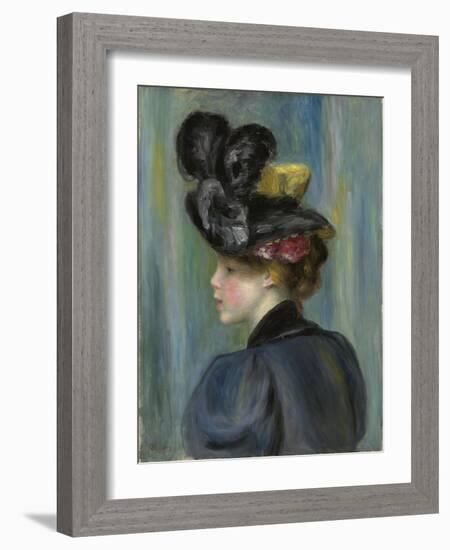 Young Woman with Black Hat, Jeune Femme Au Chapeau Noir, 1895-Pierre-Auguste Renoir-Framed Giclee Print