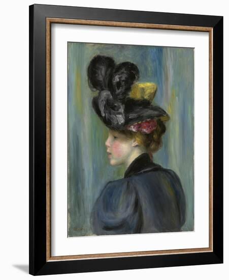 Young Woman with Black Hat, Jeune Femme Au Chapeau Noir, 1895-Pierre-Auguste Renoir-Framed Giclee Print