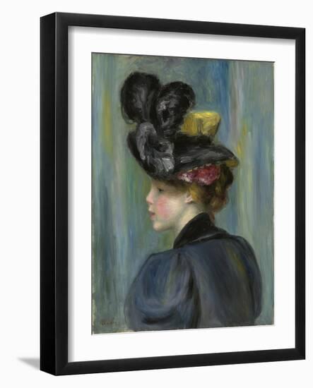 Young Woman with Black Hat, Jeune Femme Au Chapeau Noir, 1895-Pierre-Auguste Renoir-Framed Giclee Print