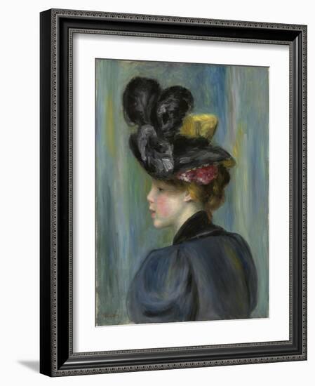 Young Woman with Black Hat, Jeune Femme Au Chapeau Noir, 1895-Pierre-Auguste Renoir-Framed Giclee Print