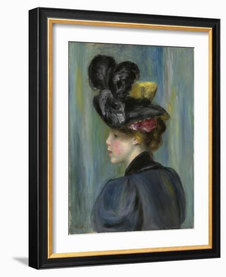 Young Woman with Black Hat, Jeune Femme Au Chapeau Noir, 1895-Pierre-Auguste Renoir-Framed Giclee Print