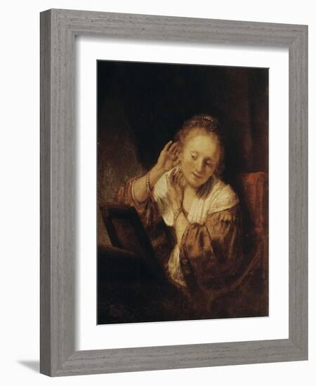 Young Woman with Earrings, 1657-Rembrandt van Rijn-Framed Giclee Print