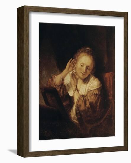 Young Woman with Earrings, 1657-Rembrandt van Rijn-Framed Giclee Print