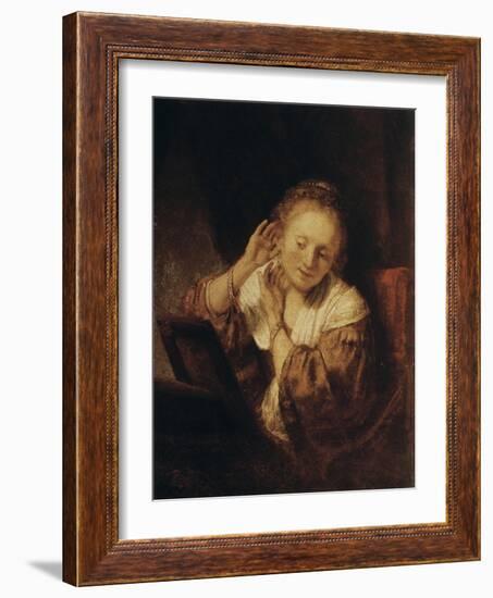 Young Woman with Earrings, 1657-Rembrandt van Rijn-Framed Giclee Print