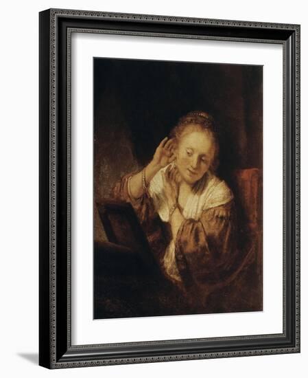 Young Woman with Earrings, 1657-Rembrandt van Rijn-Framed Giclee Print