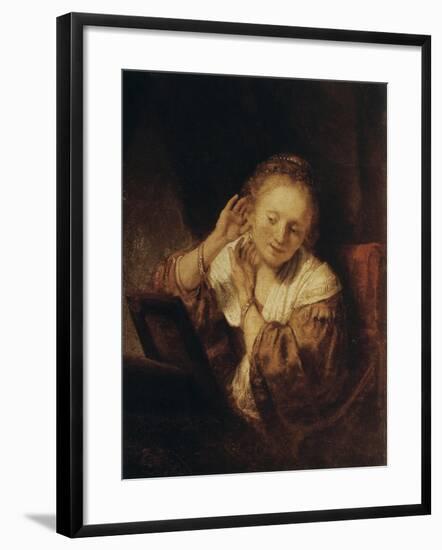 Young Woman with Earrings, 1657-Rembrandt van Rijn-Framed Giclee Print