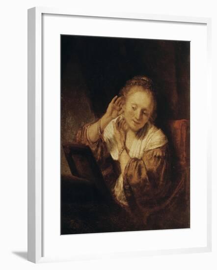 Young Woman with Earrings, 1657-Rembrandt van Rijn-Framed Giclee Print