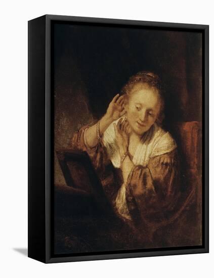 Young Woman with Earrings, 1657-Rembrandt van Rijn-Framed Premier Image Canvas