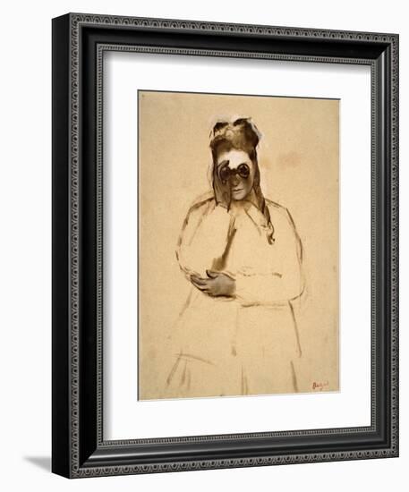 Young Woman with Field Glasses-Edgar Degas-Framed Art Print
