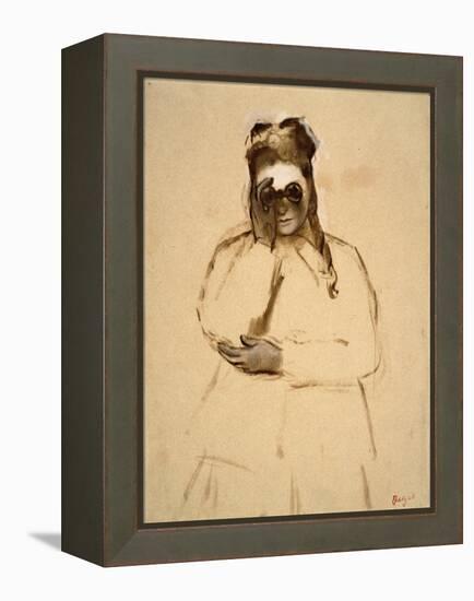 Young Woman with Field Glasses-Edgar Degas-Framed Stretched Canvas