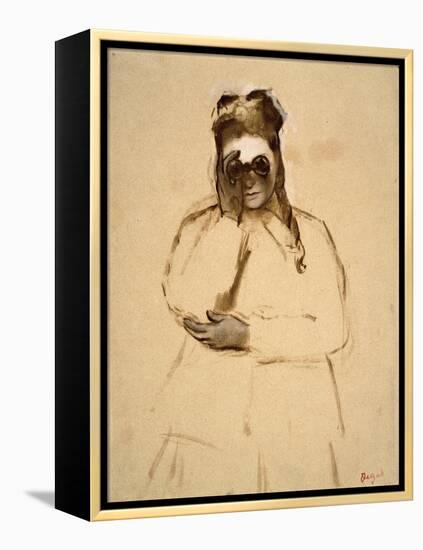 Young Woman with Field Glasses-Edgar Degas-Framed Stretched Canvas
