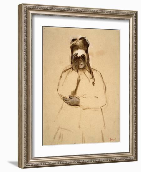 Young Woman with Field Glasses-Edgar Degas-Framed Art Print