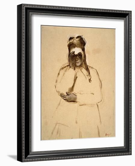 Young Woman with Field Glasses-Edgar Degas-Framed Art Print