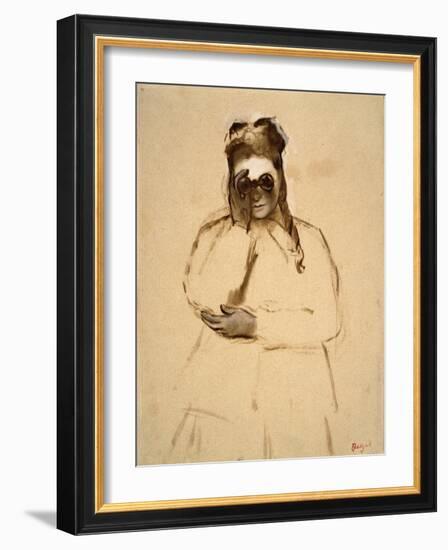 Young Woman with Field Glasses-Edgar Degas-Framed Art Print