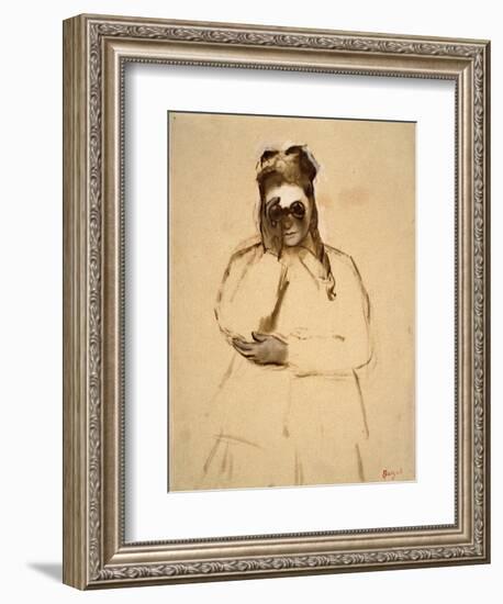 Young Woman with Field Glasses-Edgar Degas-Framed Premium Giclee Print