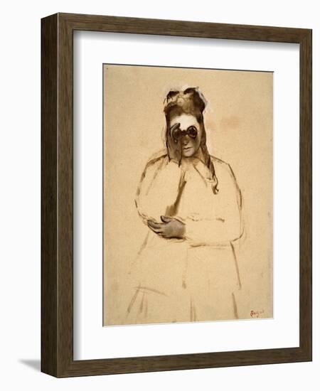 Young Woman with Field Glasses-Edgar Degas-Framed Premium Giclee Print