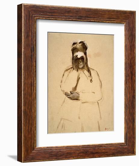 Young Woman with Field Glasses-Edgar Degas-Framed Premium Giclee Print