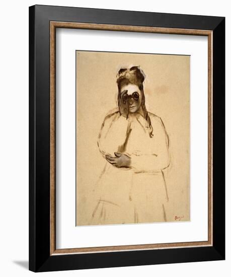 Young Woman with Field Glasses-Edgar Degas-Framed Premium Giclee Print