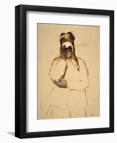 Young Woman with Field Glasses-Edgar Degas-Framed Premium Giclee Print