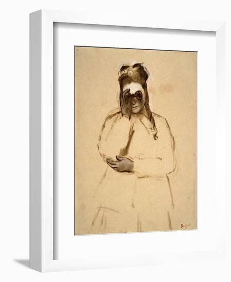 Young Woman with Field Glasses-Edgar Degas-Framed Premium Giclee Print