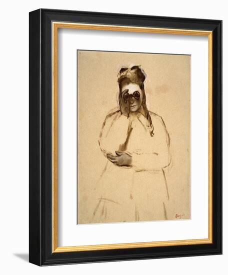 Young Woman with Field Glasses-Edgar Degas-Framed Premium Giclee Print