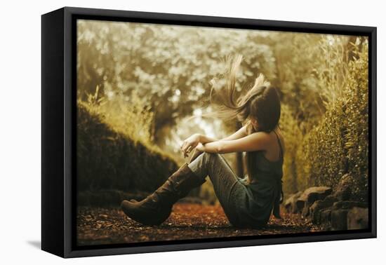 Young Woman with Long Hair Outdoors-Carolina Hernandez-Framed Premier Image Canvas