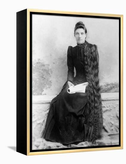 Young Woman with Long Hair Portrait, Ca. 1900-null-Framed Premier Image Canvas