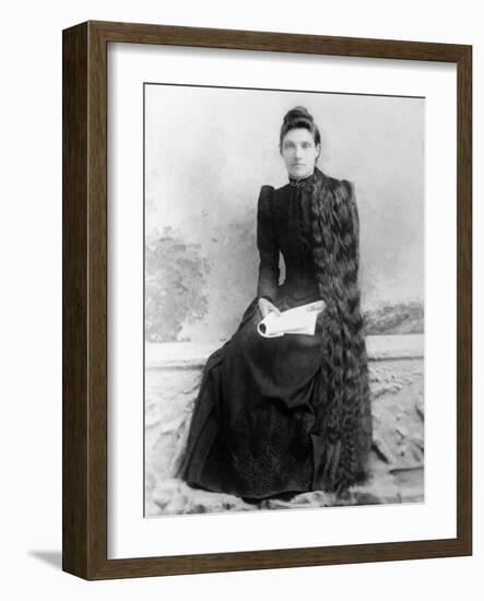 Young Woman with Long Hair Portrait, Ca. 1900-null-Framed Photographic Print