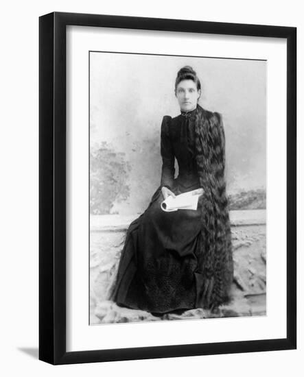 Young Woman with Long Hair Portrait, Ca. 1900-null-Framed Photographic Print
