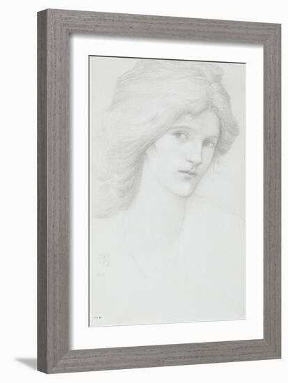Young Woman with Long Thick Hair Looking to Her Right-Edward Burne-Jones-Framed Giclee Print
