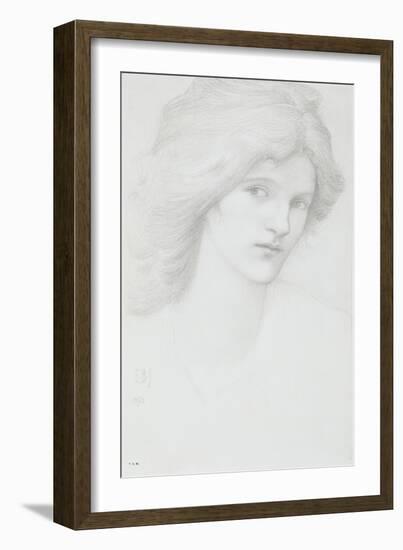 Young Woman with Long Thick Hair Looking to Her Right-Edward Burne-Jones-Framed Giclee Print