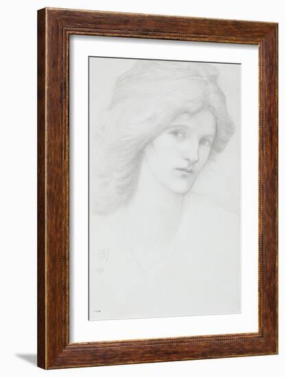 Young Woman with Long Thick Hair Looking to Her Right-Edward Burne-Jones-Framed Giclee Print