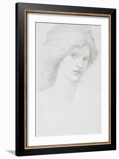 Young Woman with Long Thick Hair Looking to Her Right-Edward Burne-Jones-Framed Giclee Print