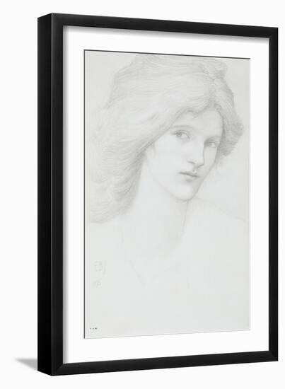 Young Woman with Long Thick Hair Looking to Her Right-Edward Burne-Jones-Framed Giclee Print