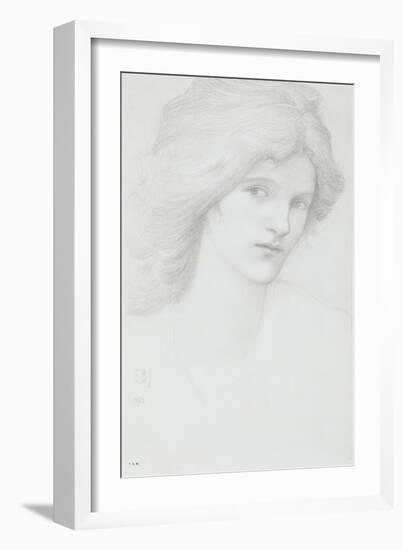 Young Woman with Long Thick Hair Looking to Her Right-Edward Burne-Jones-Framed Giclee Print