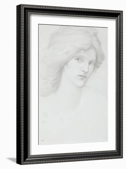 Young Woman with Long Thick Hair Looking to Her Right-Edward Burne-Jones-Framed Giclee Print