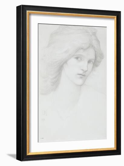 Young Woman with Long Thick Hair Looking to Her Right-Edward Burne-Jones-Framed Giclee Print