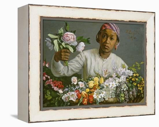 Young Woman with Peonies, 1870-Frederic Bazille-Framed Premier Image Canvas